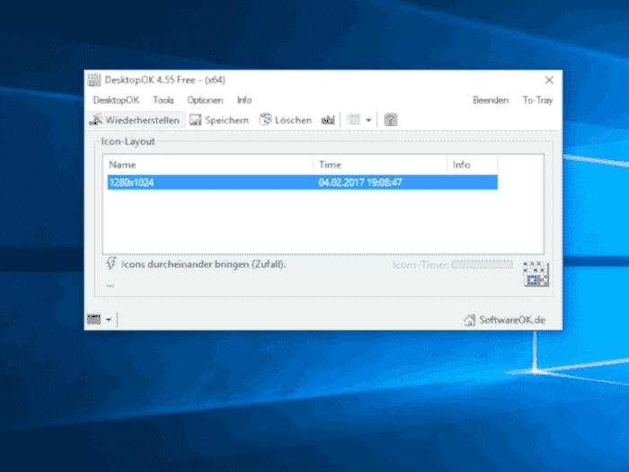 Mit DesktopOK Iconposition speichern